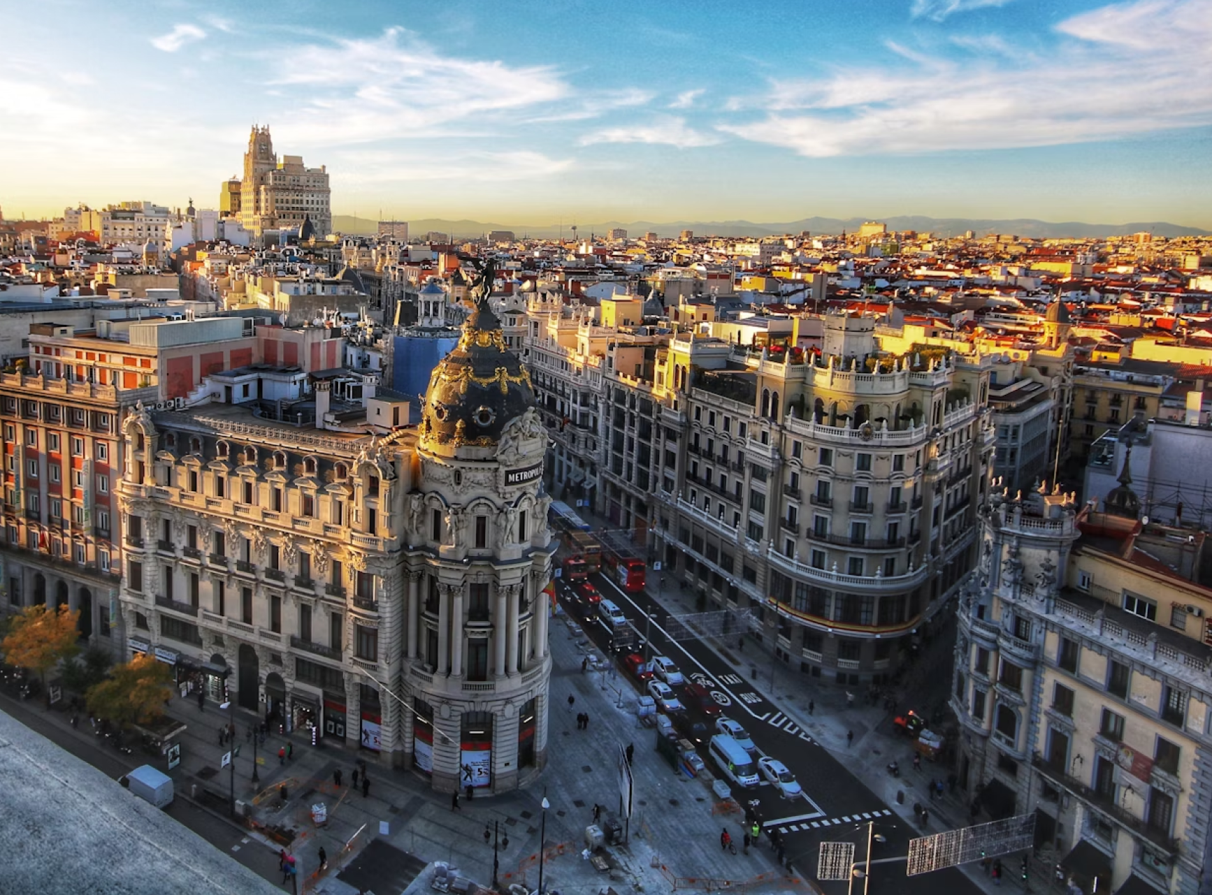Cityscape with buildings and cranes